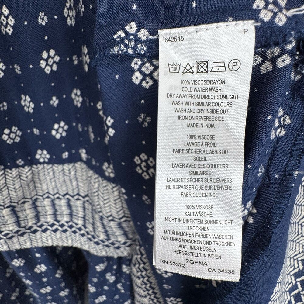 French Connection Dress XS Navy Floral High Neck Keyhole Peasant Boho Cottage - Picture 14 of 16